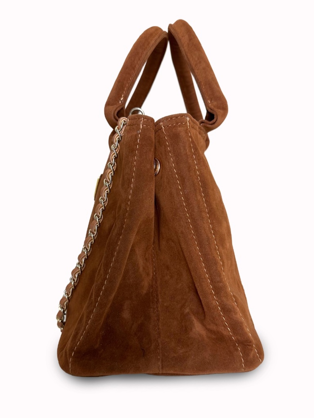 Vintage PRADA Milano Sienna Brown Suede Tote Bag – Made in Italy - Picture 3 of 15